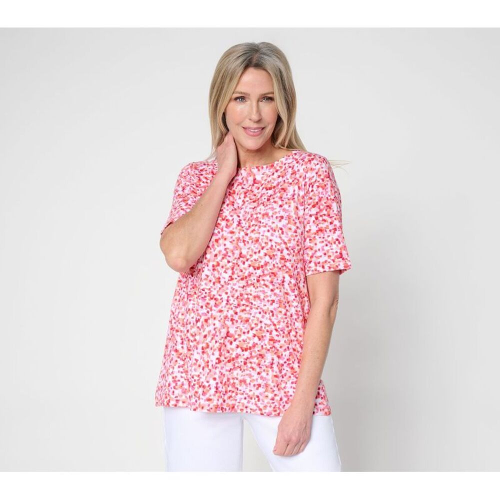 Susan Graver Women's Top Plus Sz 2X Make Your Vintage White Melange A745579